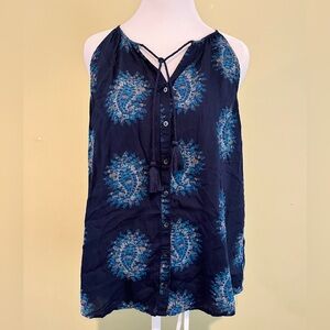 NWOT Lucky Brand Blue Tie Front Tank Top‎